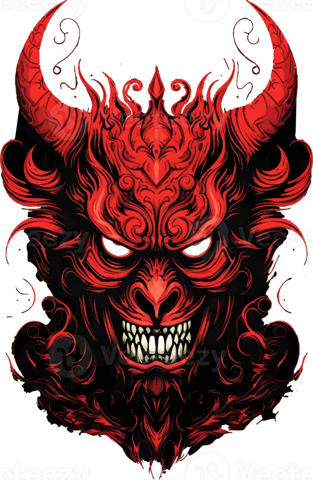 AI generated Devil head for t-shirt design, with transparent PNG background