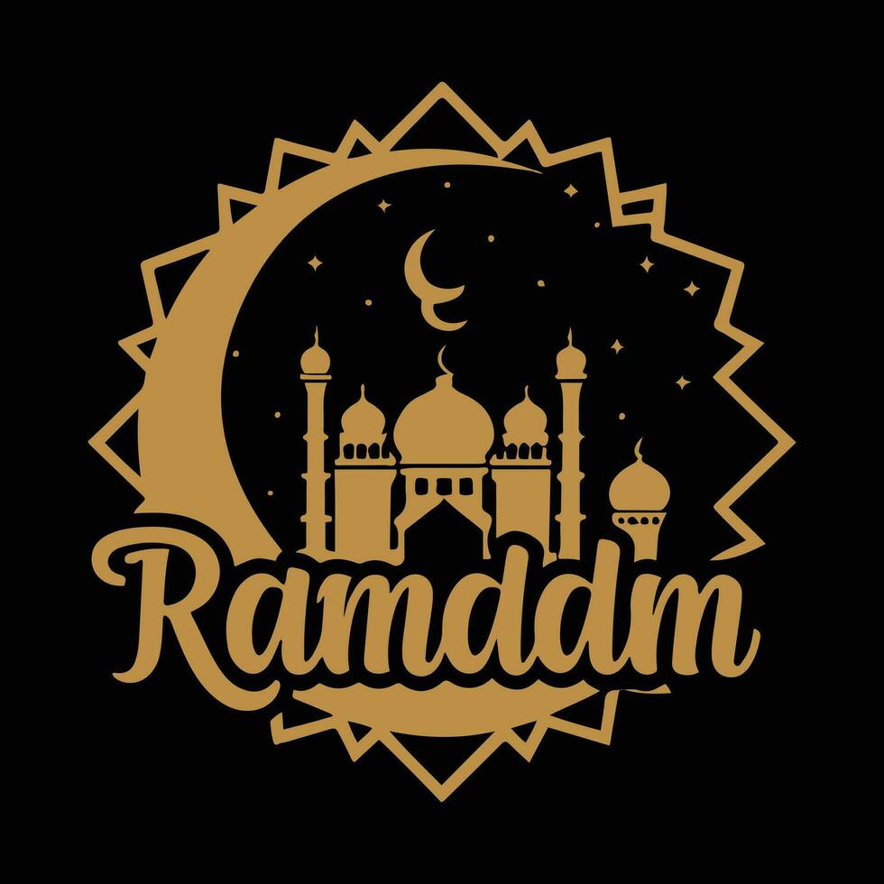 ramadan logo with a mosque and crescent vector