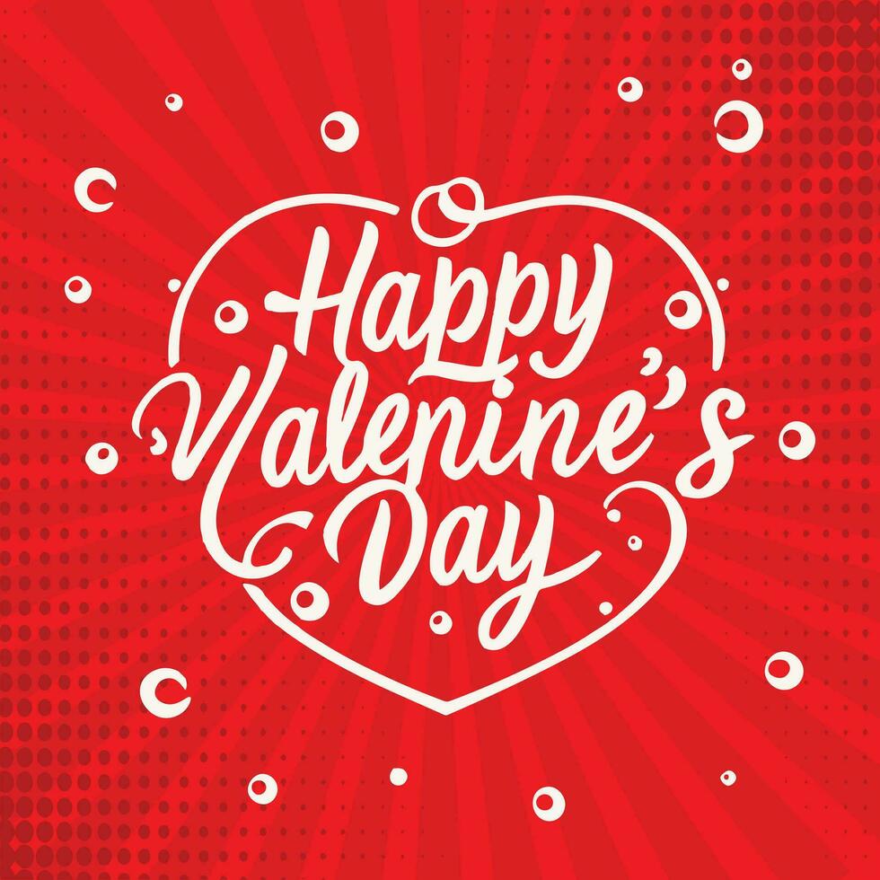 happy valentine's day lettering on red background vector