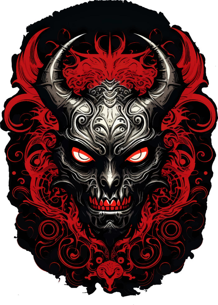 AI generated Devil head for t-shirt design, with transparent PNG background