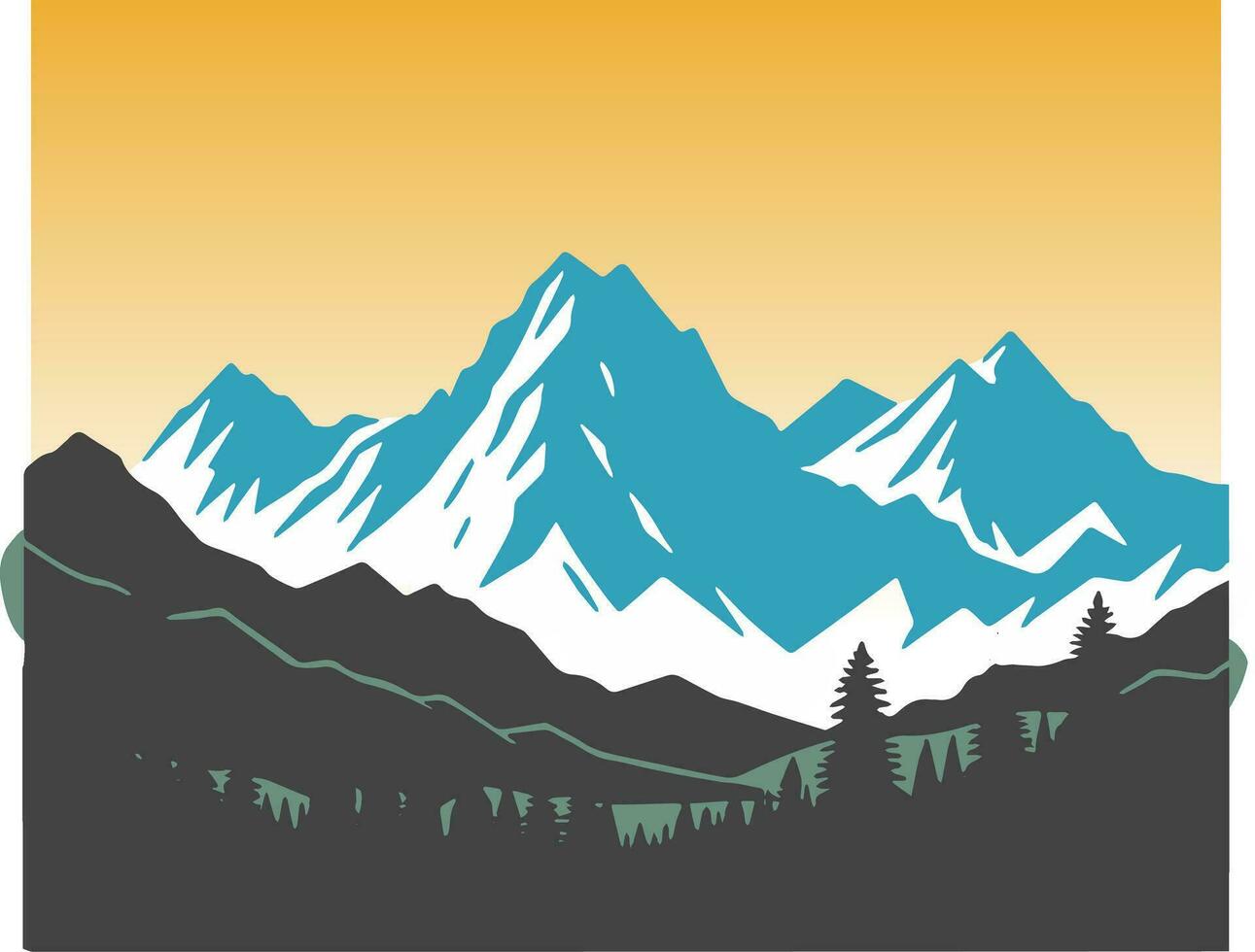 Vector image of mountain landscape in eps format