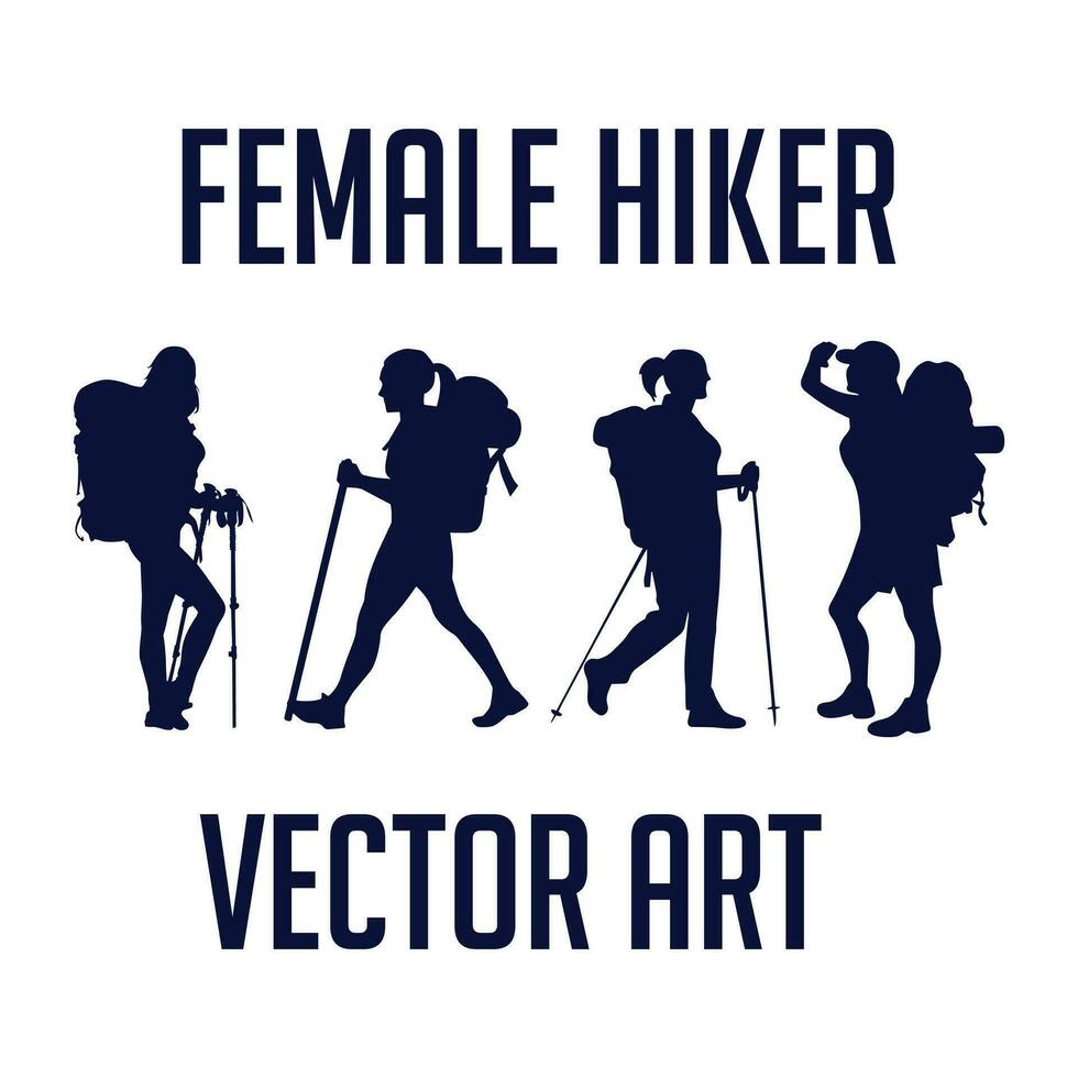 female hiker set vector art