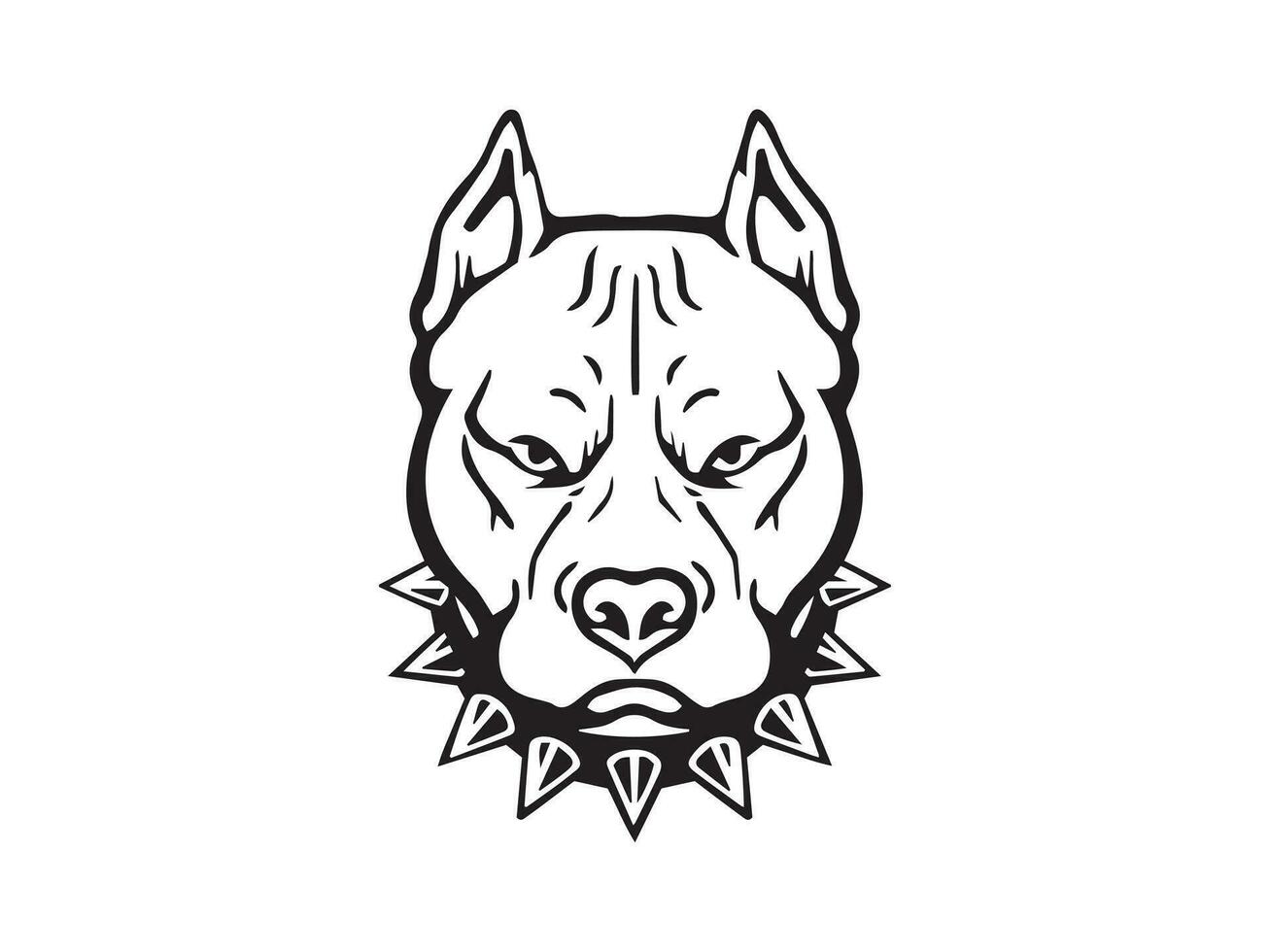 angry pitbull black and white dog head vector illistration