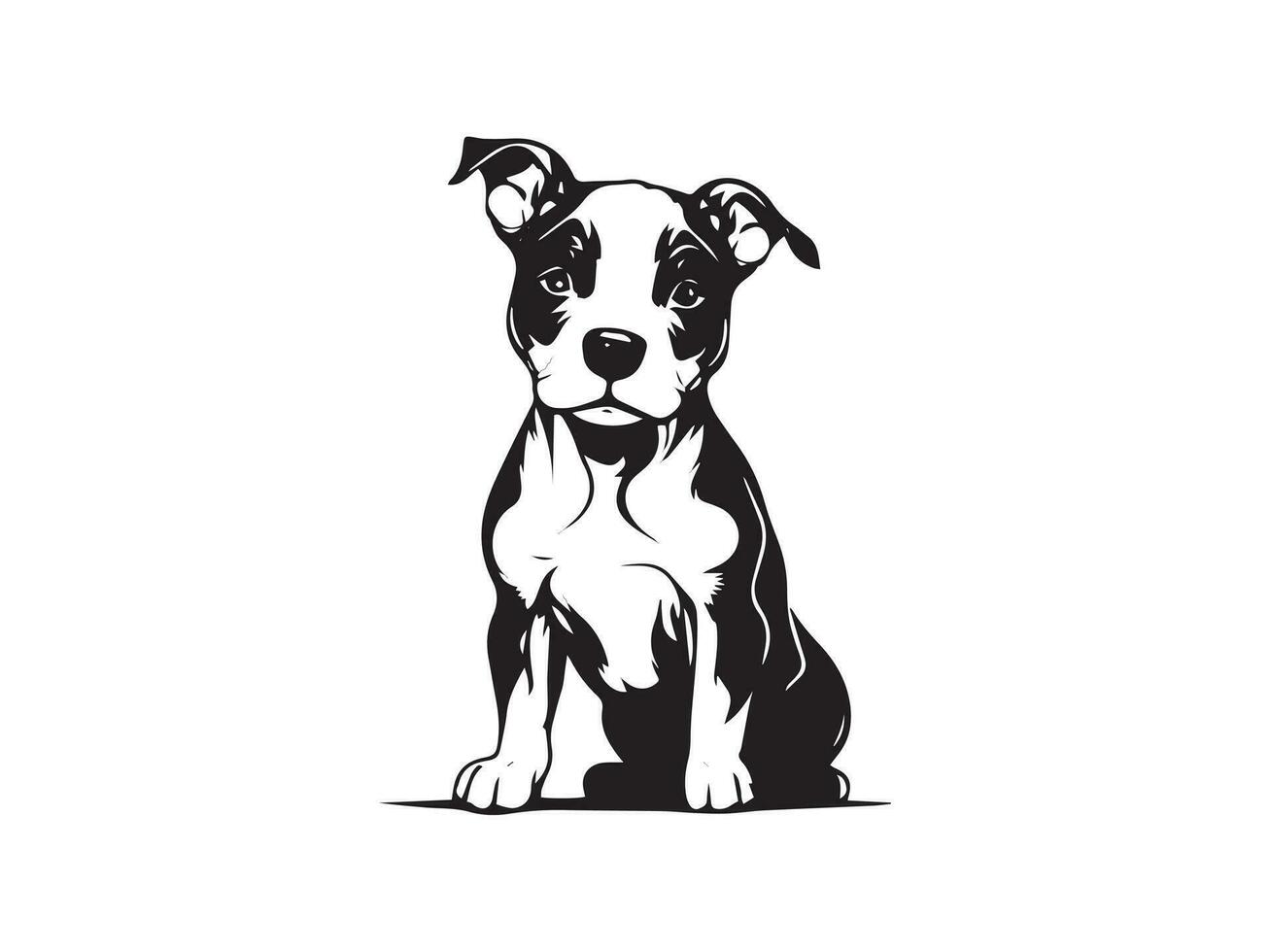 pitbull negro y blanco perro cabeza vector illistration