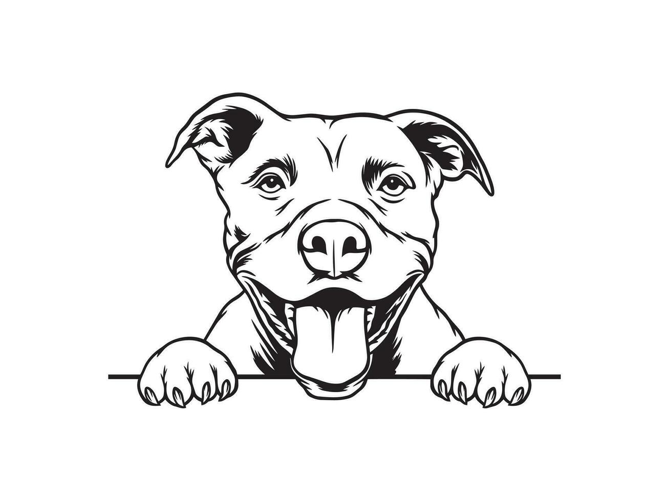 pitbull black and white dog head vector illistration