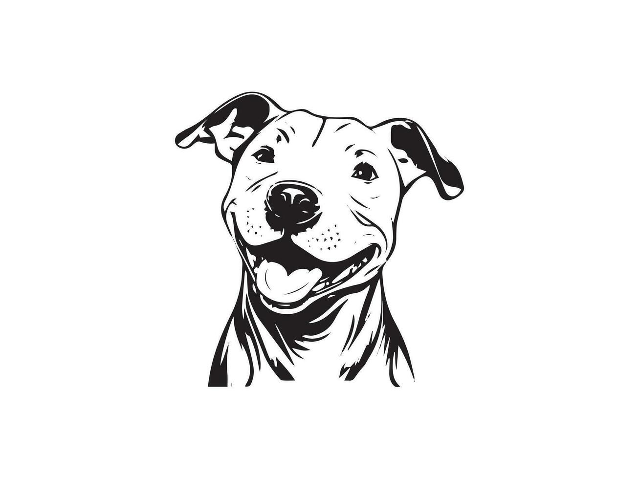 pitbull black and white dog head vector illistration