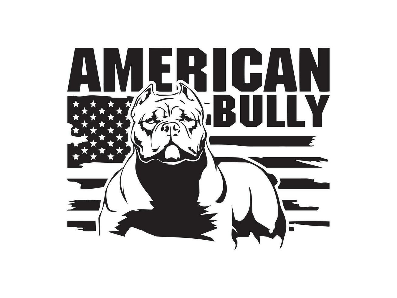 american bully dog logo with american flag background vector