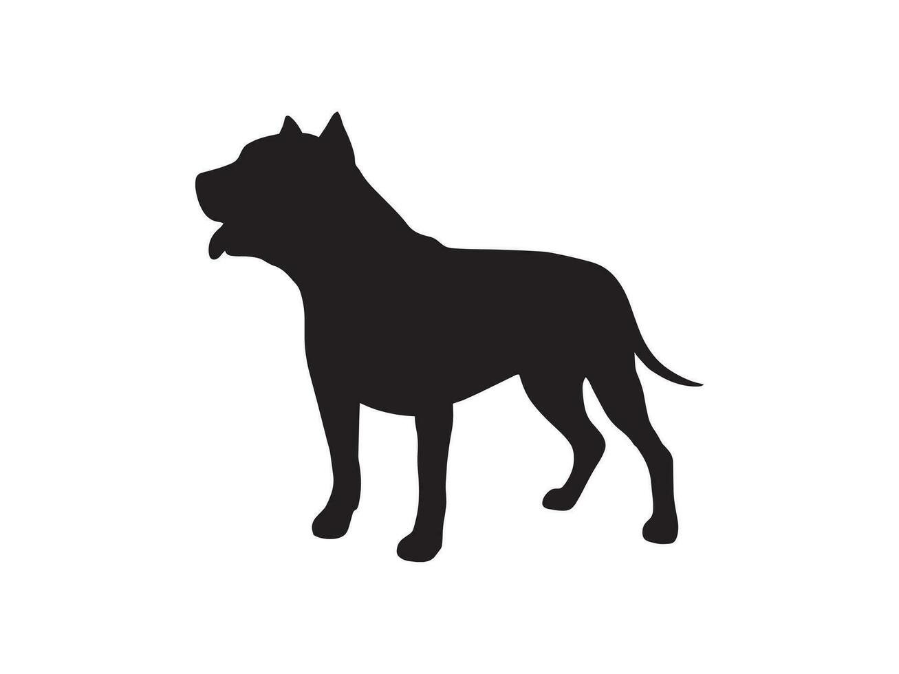 pitbull black and white silhouette of a dog vector