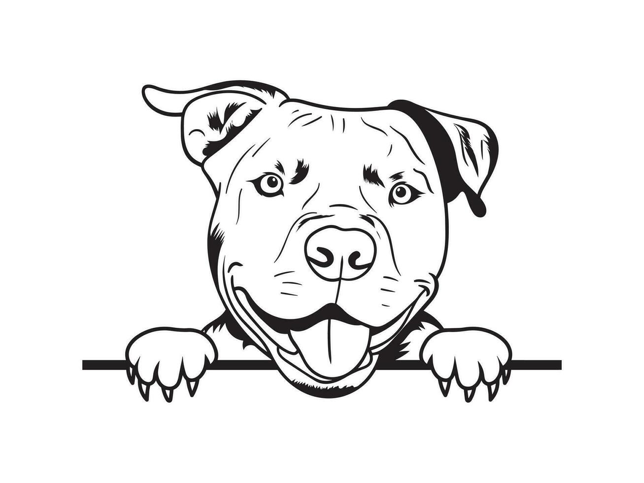 a black and white drawing of a pit bull dog vector