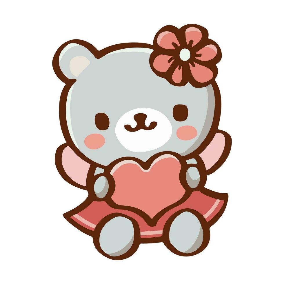 Cute bear pastel of Valentine's day and love anniversary. vector