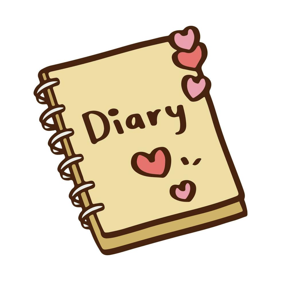 Cute diary pastel of Valentine's day and love anniversary. vector