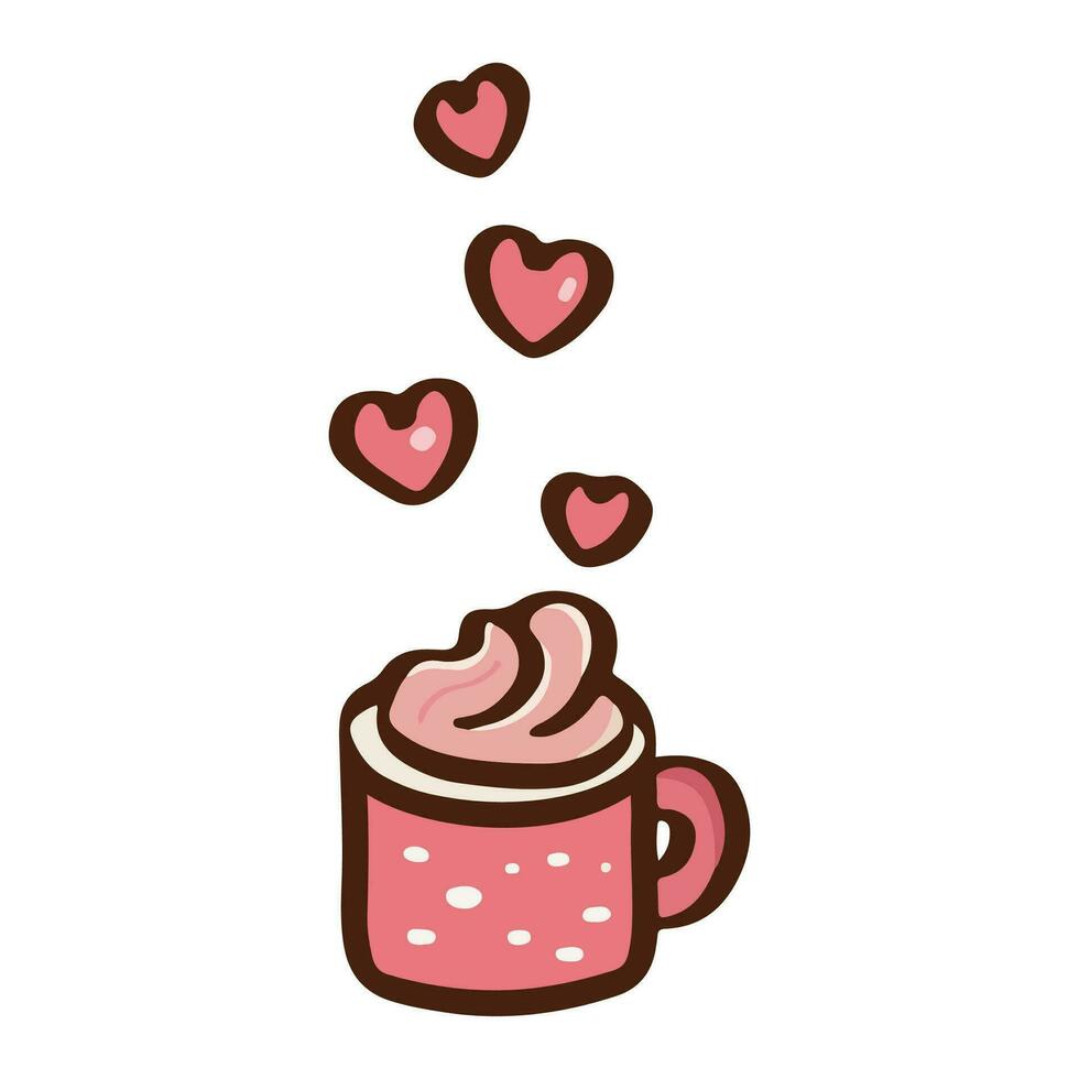 linda café taza pastel de San Valentín día y amor aniversario. vector