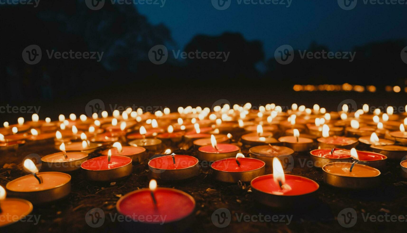 many lit candles are arranged in a circle photo