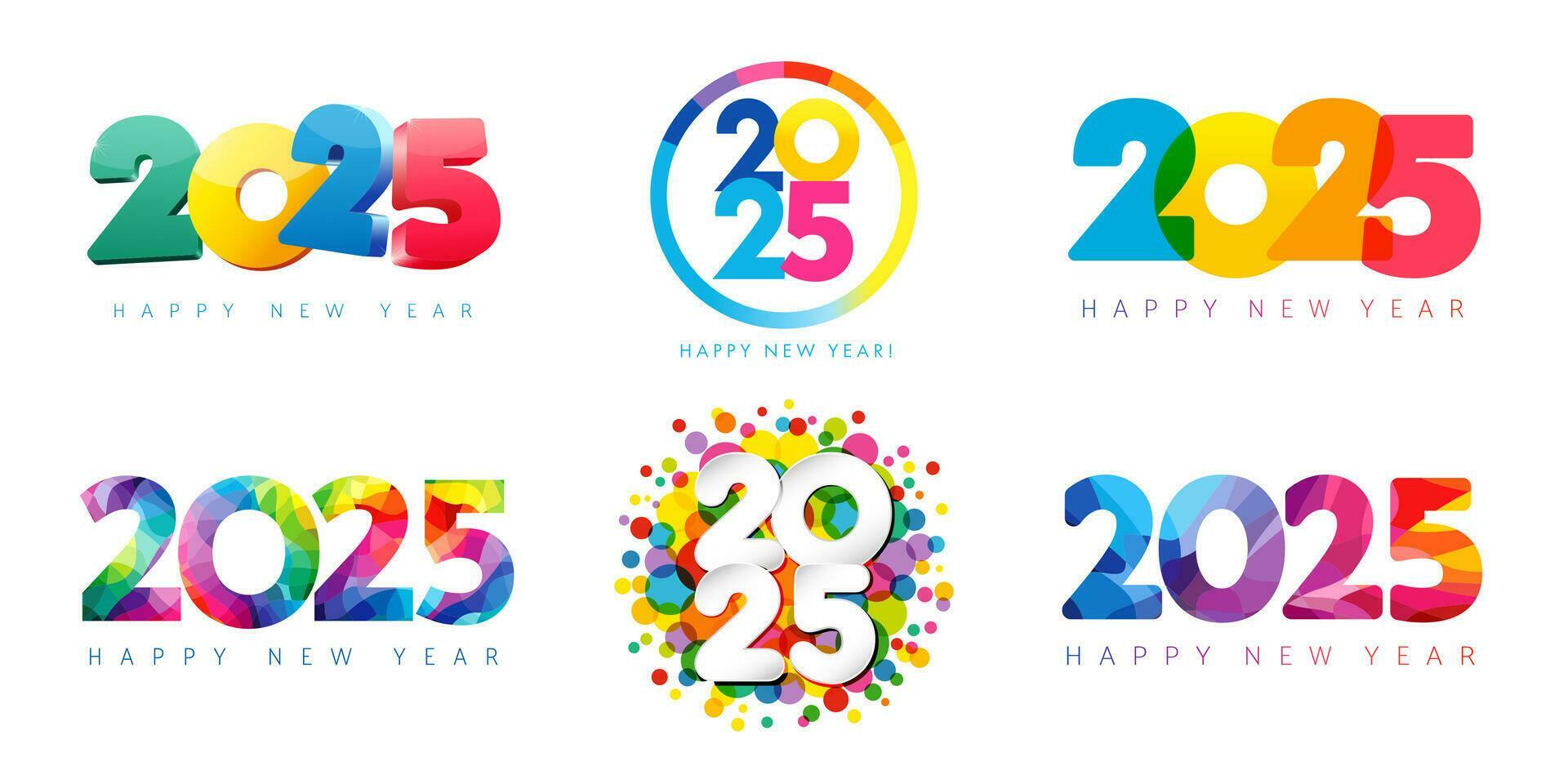 Set of New Year icons. Creative template. Happy 2025 concept. Postcards collection 36939143