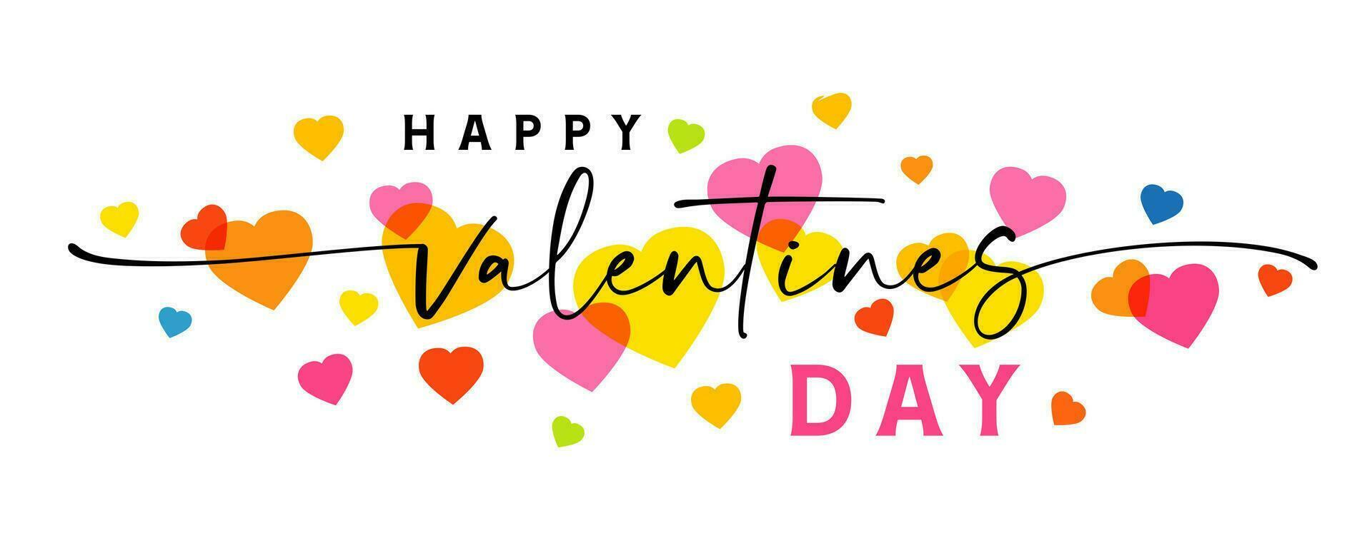 Happy Valentine's Day horizontal banner. Colorful design vector