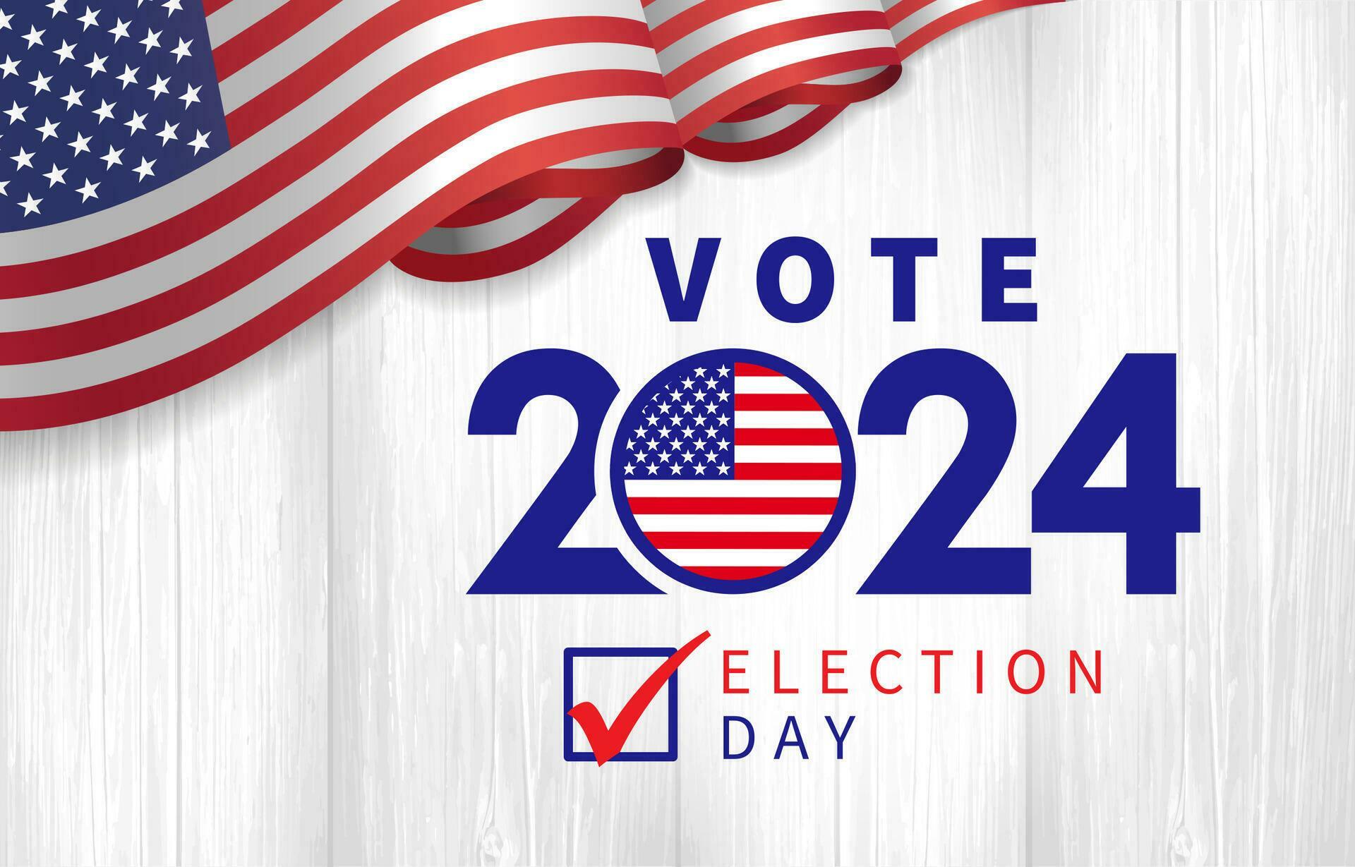 Vote 2024 Election day poster with USA flag frame. 36939159 Vector Art