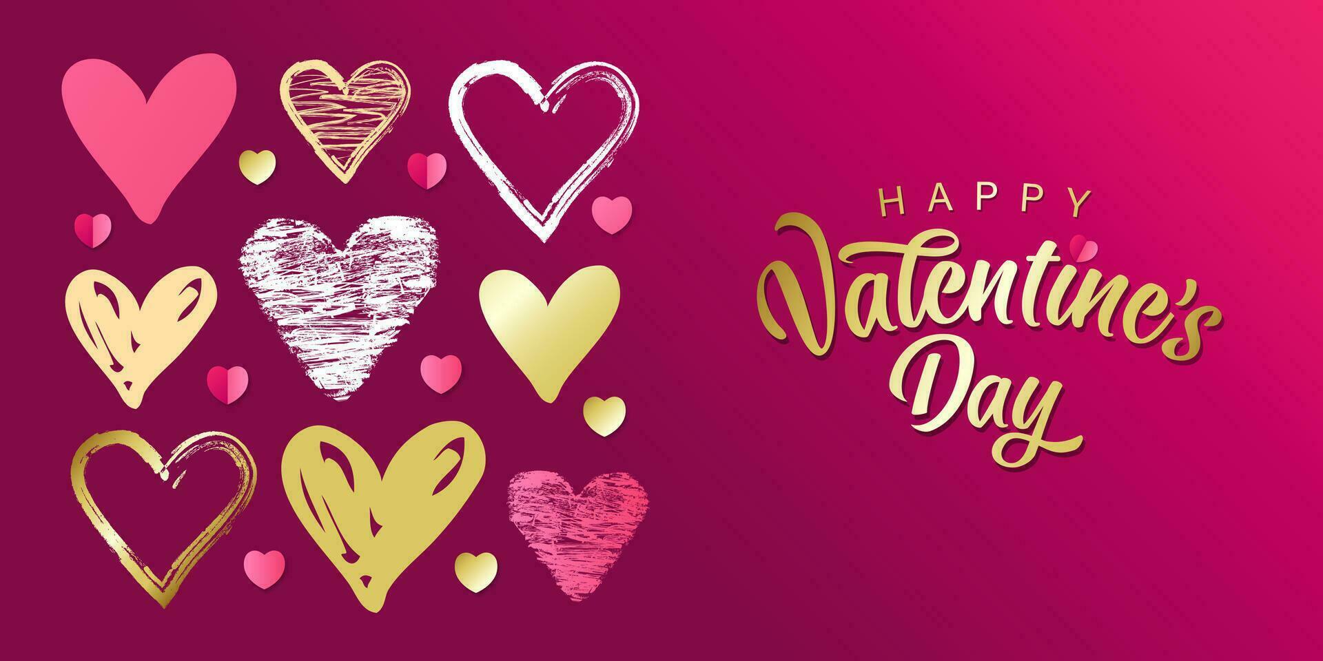 Happy Valentine's Day postcard design with creative heart set. Background design vector