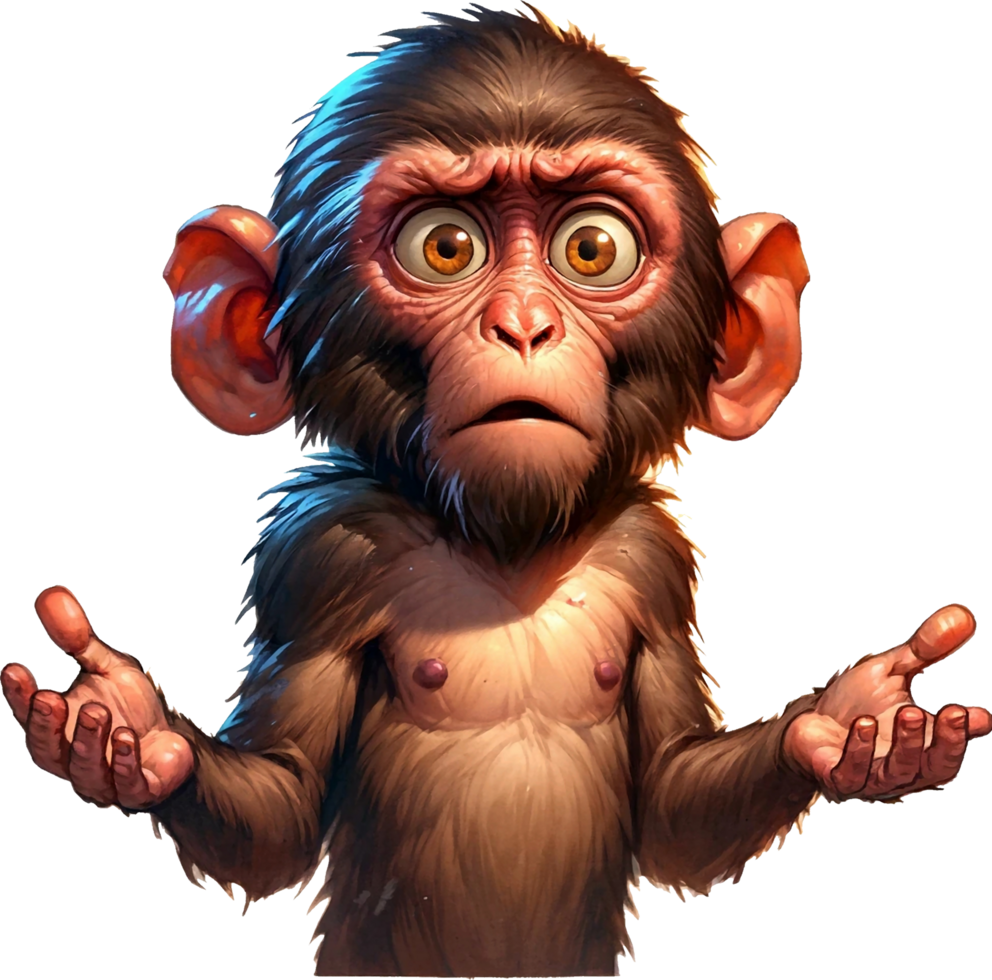 AI generated Surprise Monkey Clipart illustration. AI Generative Free PNG. png