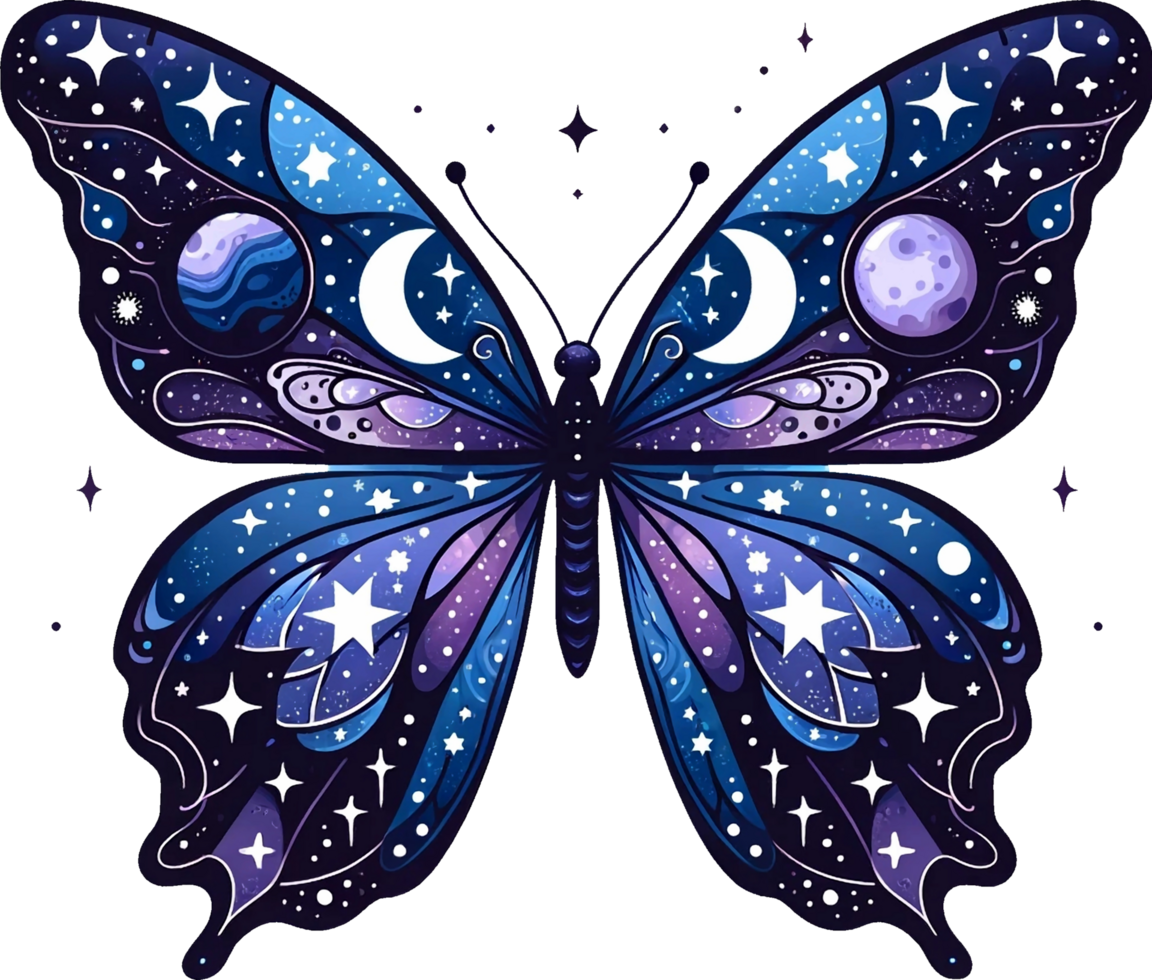 AI generated Beautiful Cosmic Butterfly Clipart. AI Generated Free PNG. png