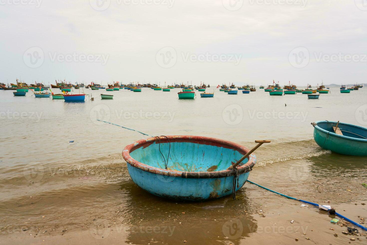 Fishermens boats in harbor, Vietnam. photo