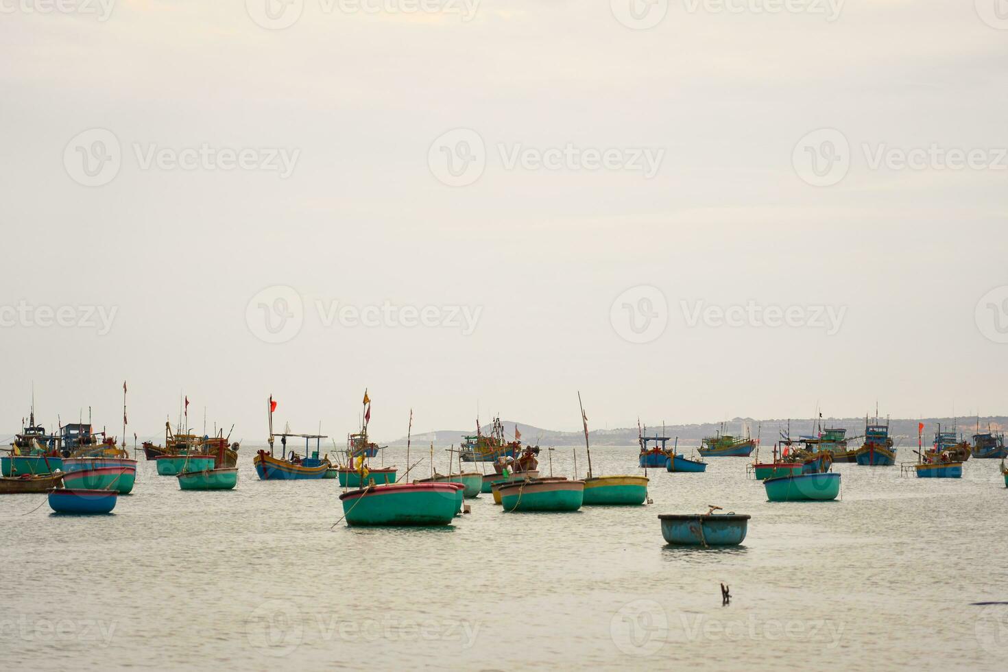 Fishermens boats in harbor, Vietnam. photo