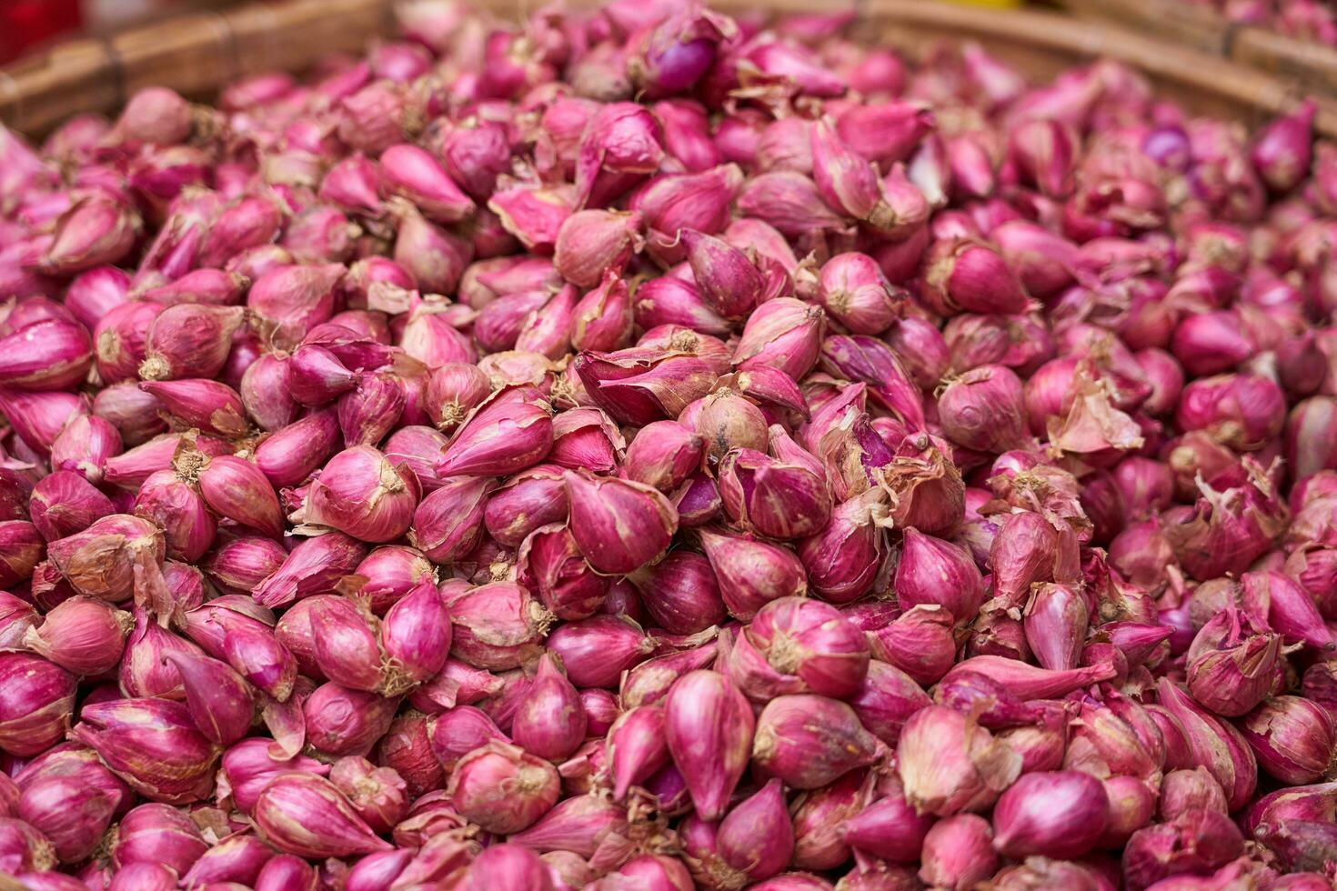 Red onions on the market in Vietnam. photo