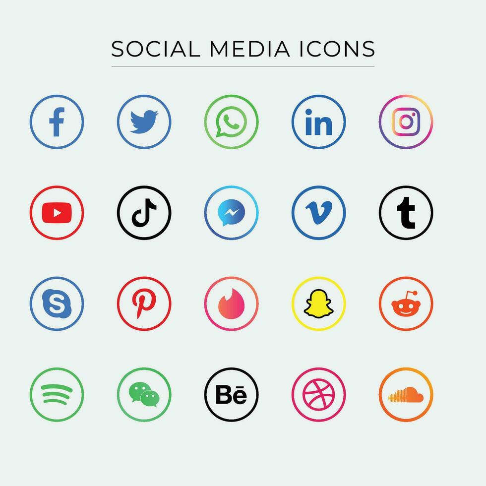 social media vector icon collections