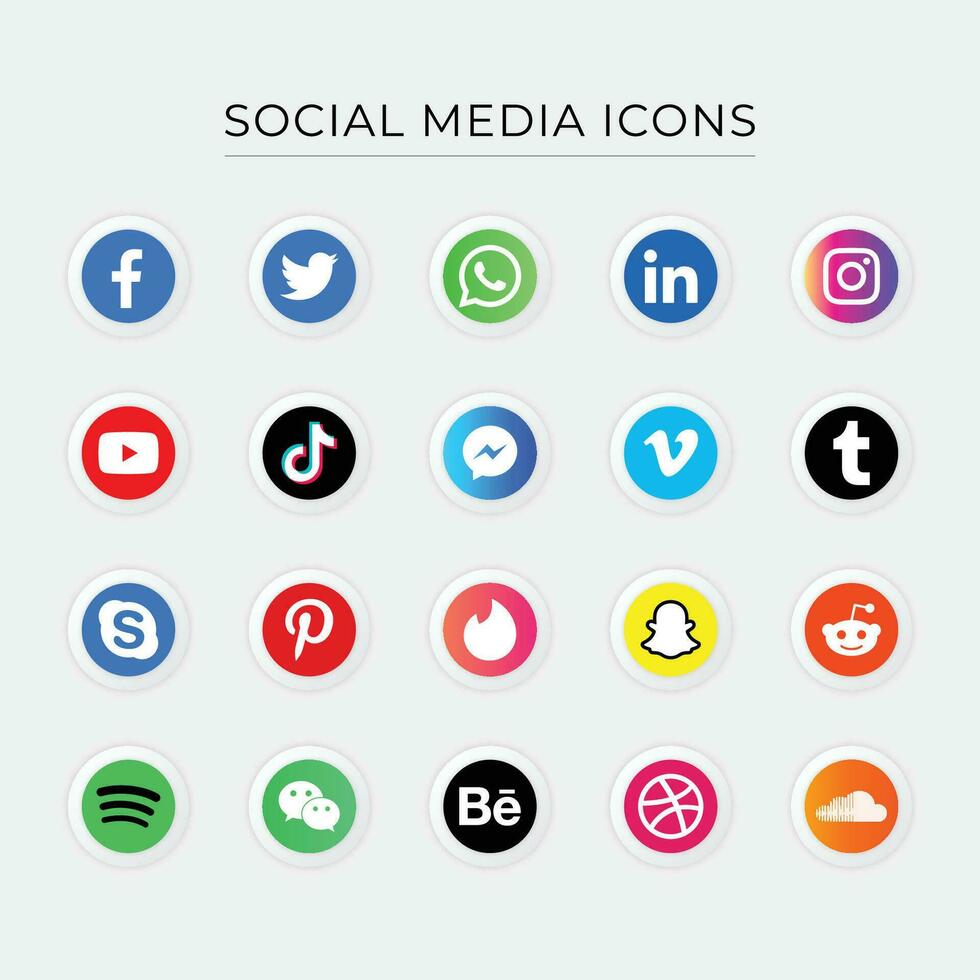 social media vector icon collections