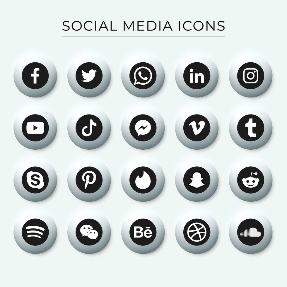 social media vector icon collections