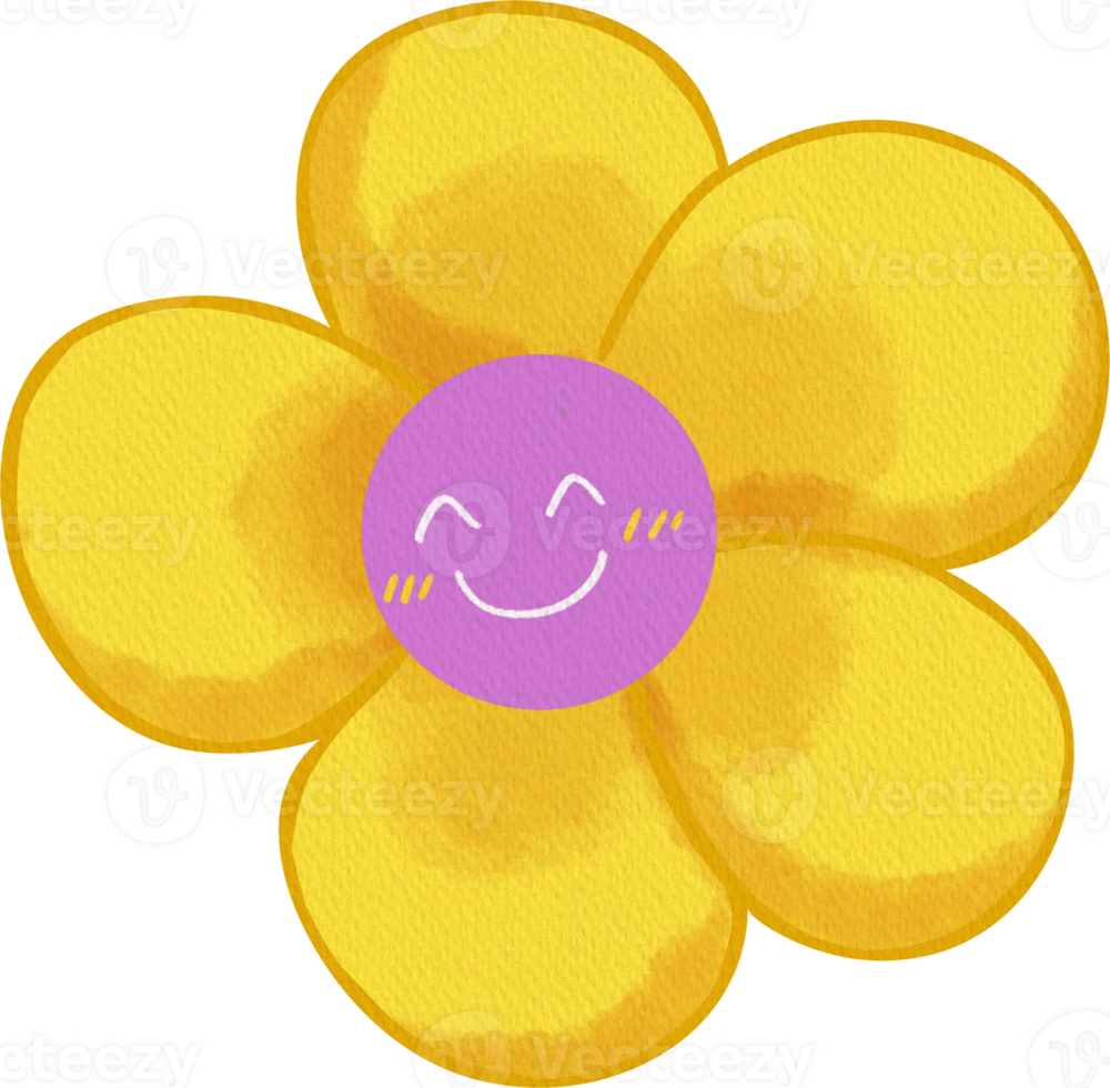 ein Gelb Blume mit ein Lächeln Gesicht auf es png