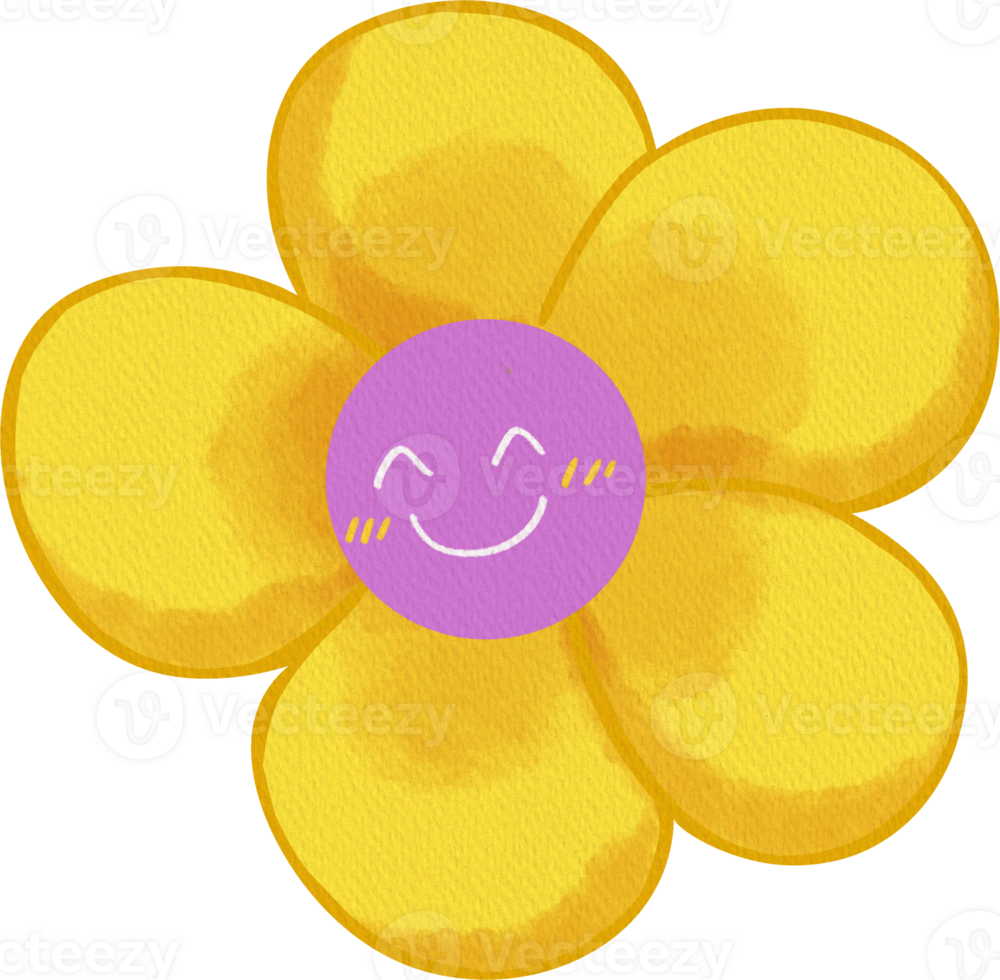 a yellow flower with a smile face on it png