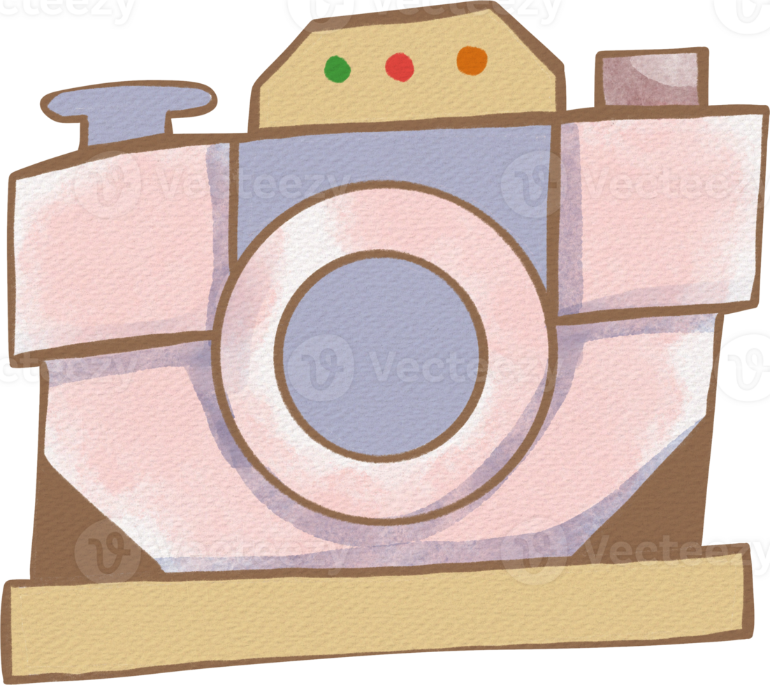 a cartoon camera with pink color. png