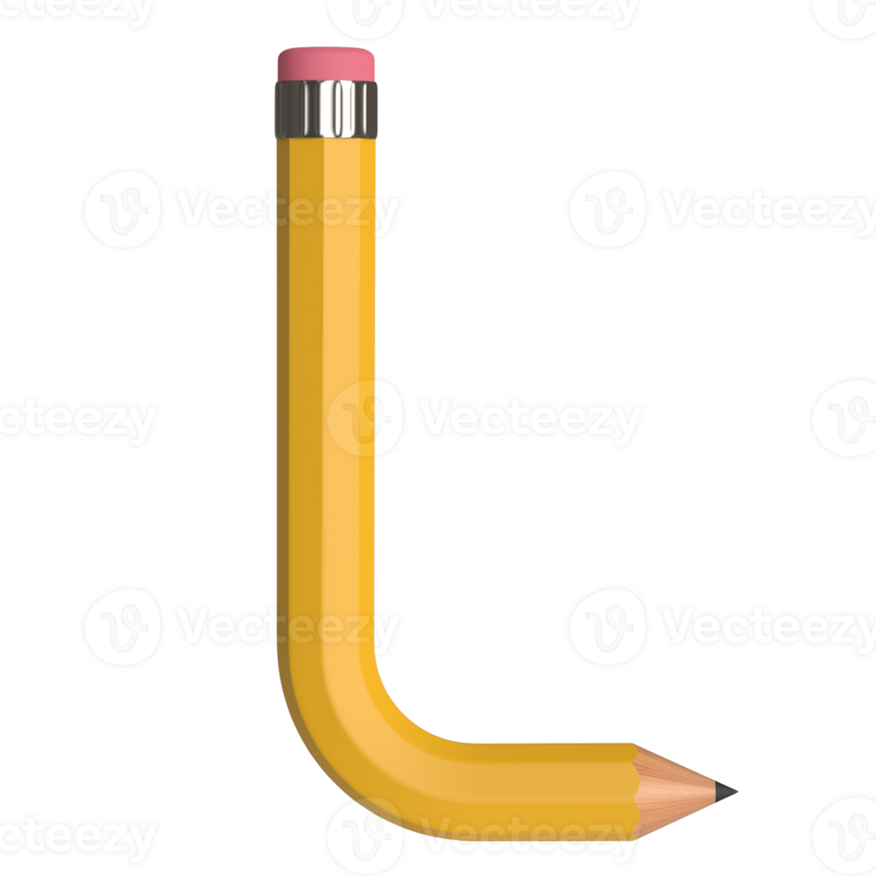 realistico 3d interpretazione di alfabeto lettera io, matita forma nel giallo colore, alto qualità Immagine per grafica elemento png