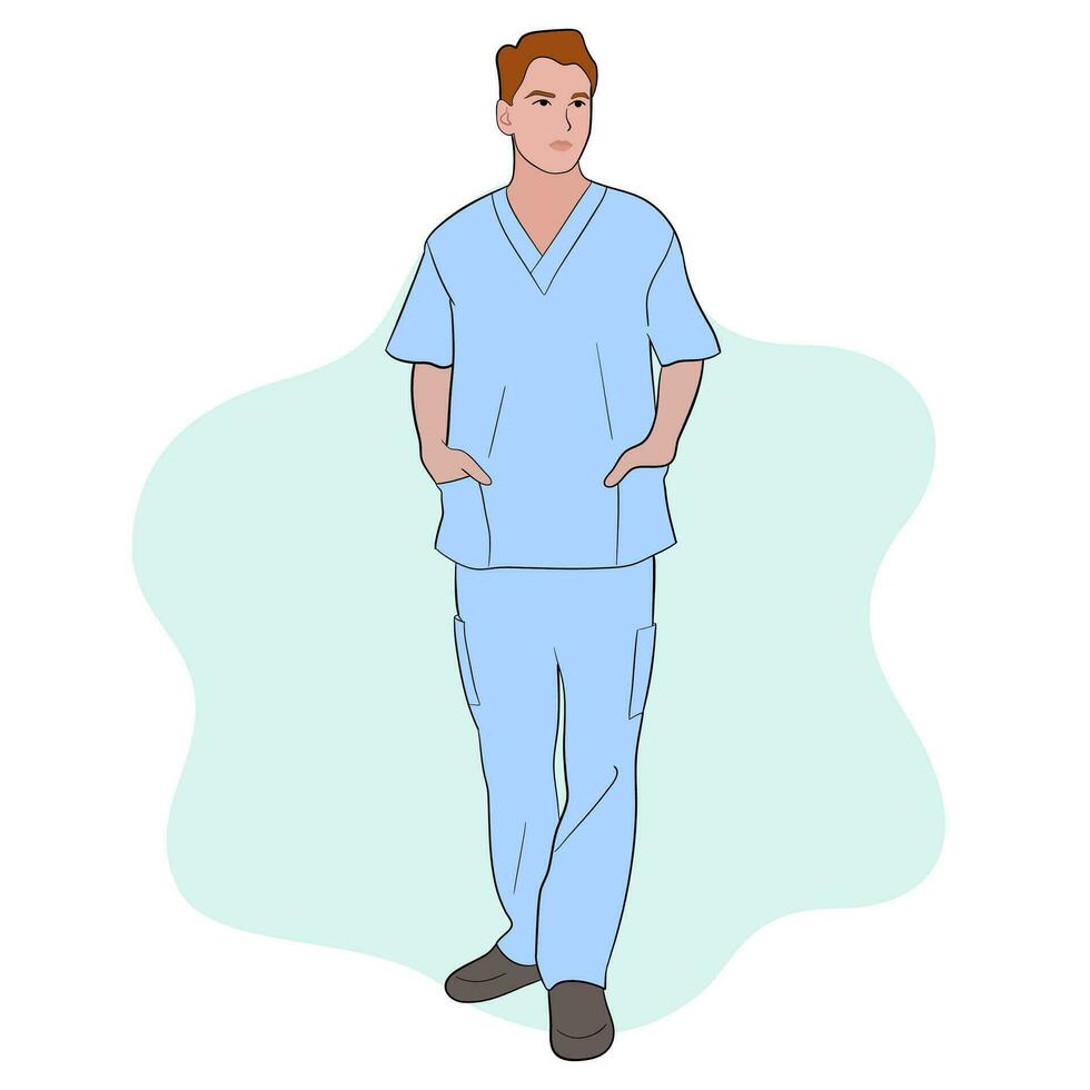 Vector flat man nurse, wearing uniform.