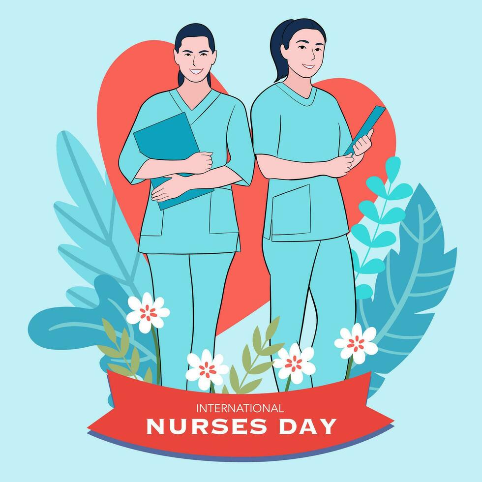 Vector flat international nurses day illustration.