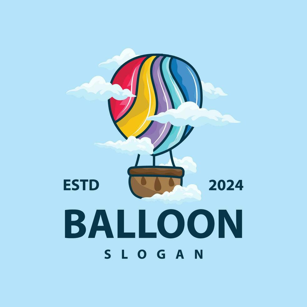 Hot air balloon logo premium creative design colorful air transport symbol template simple style vector
