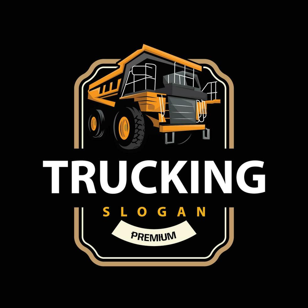 Truck logo heavy vehicle mining truck transportation design vector illustration template