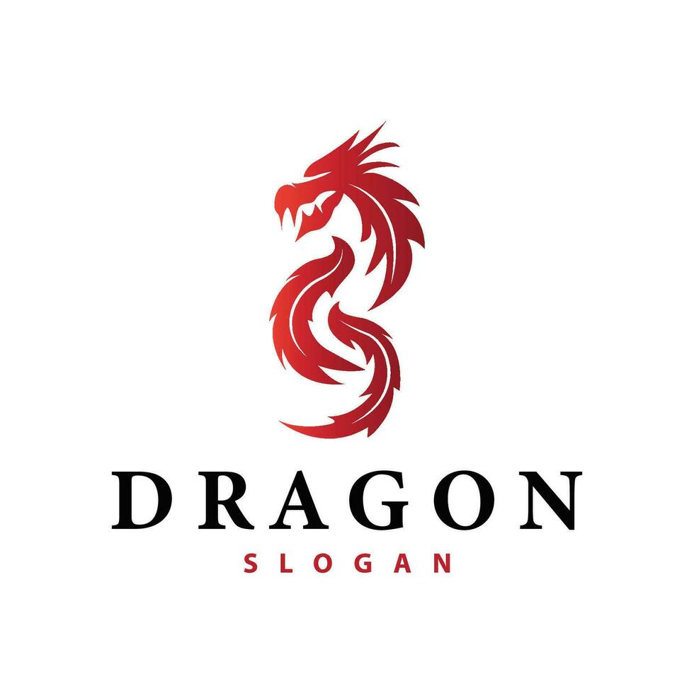 Dragon logo simple design animal legend dragon silhouette illustration template vector
