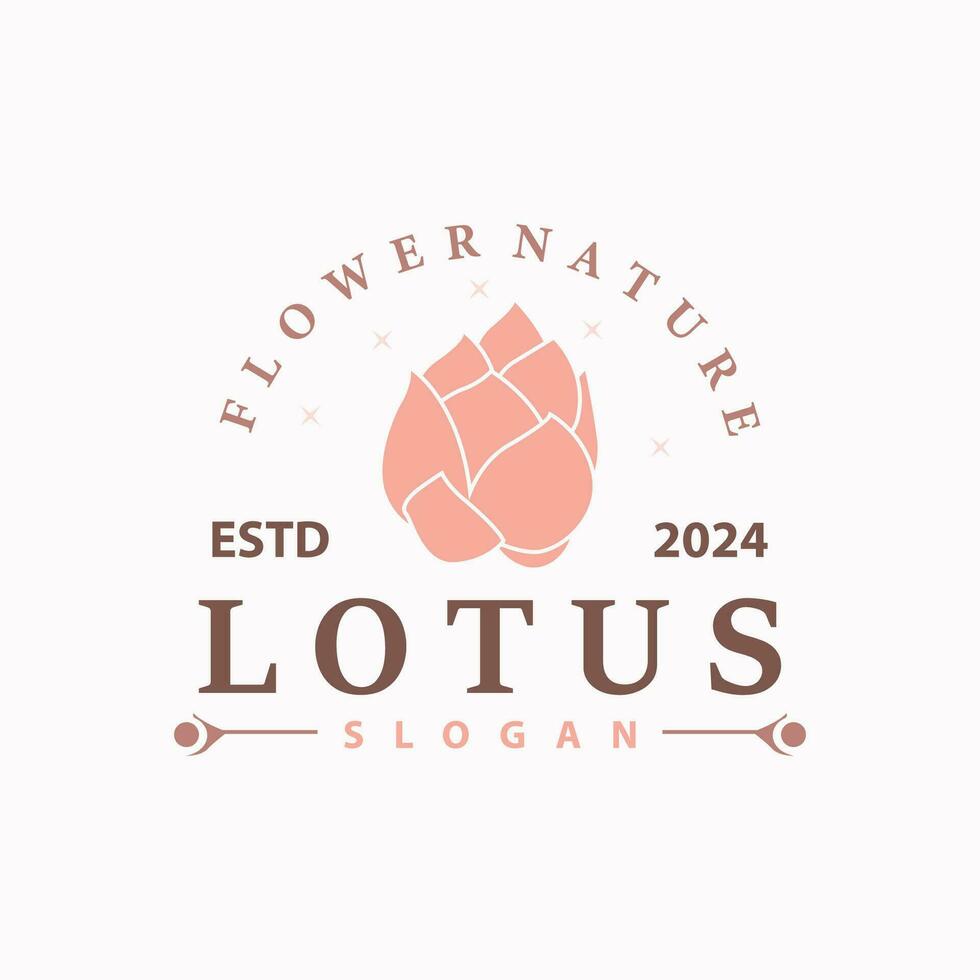 Lotus logo vector flower garden design simple elegant minimalist illustration template