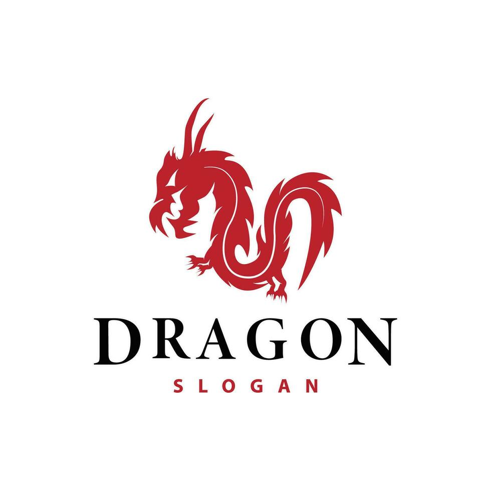 Dragon logo simple design animal legend dragon silhouette illustration template vector