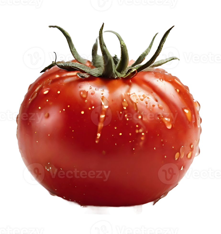 AI generated Red wet tomato on PNG background