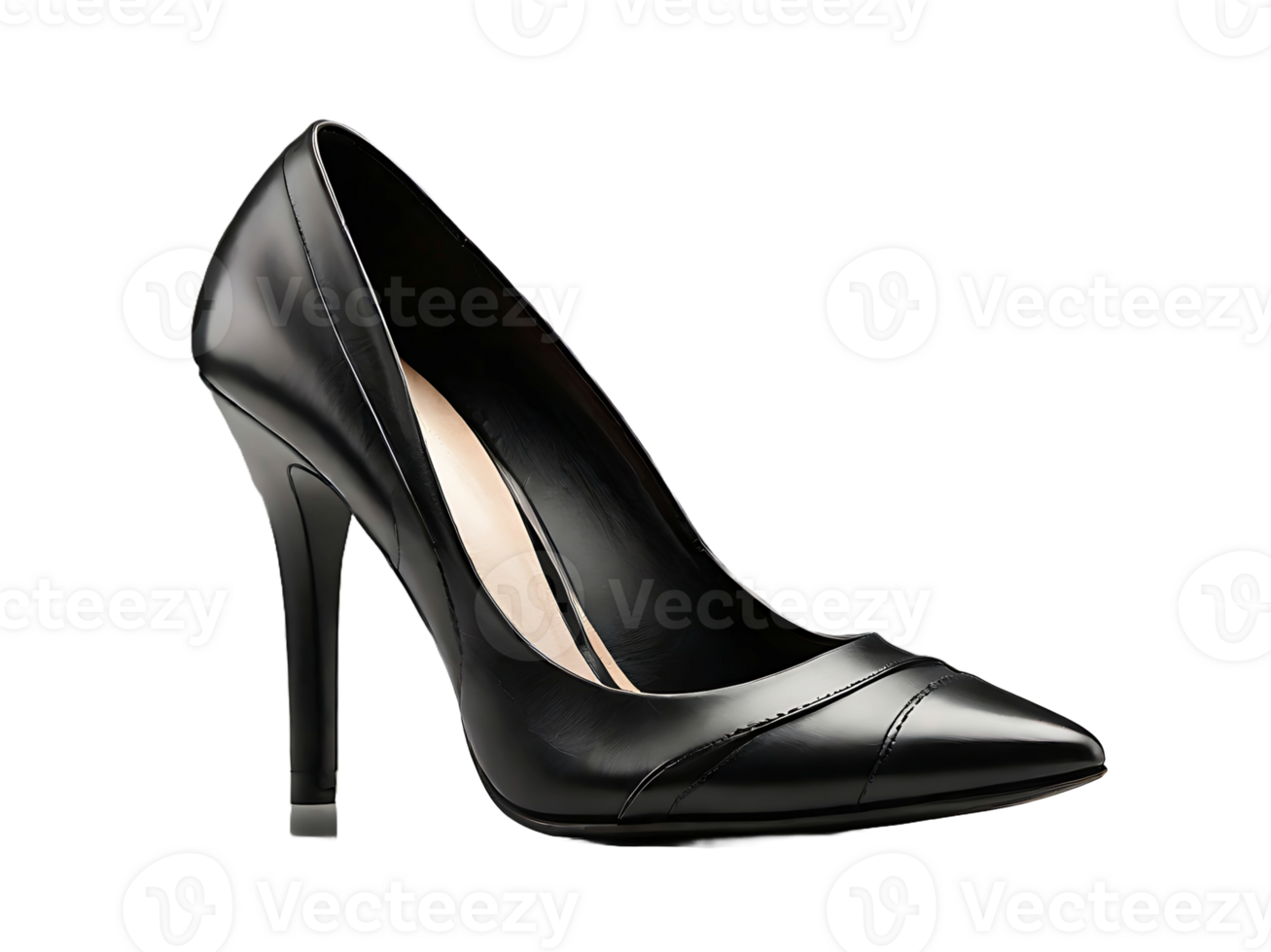 AI generated Black high hill female shoes on PNG background