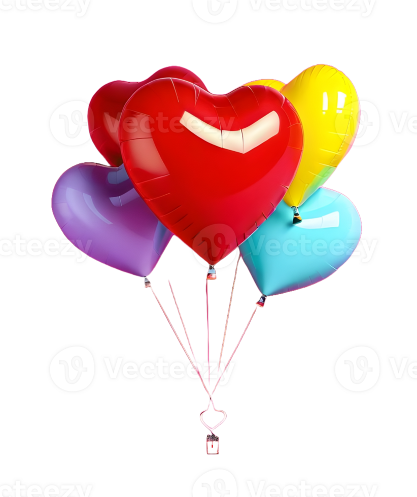 AI generated Love heart ballon on transparent background png