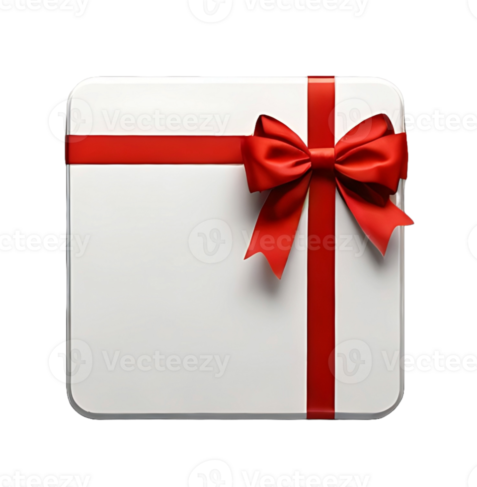 ai generiert Geschenk Box mit rot Band Bogen png