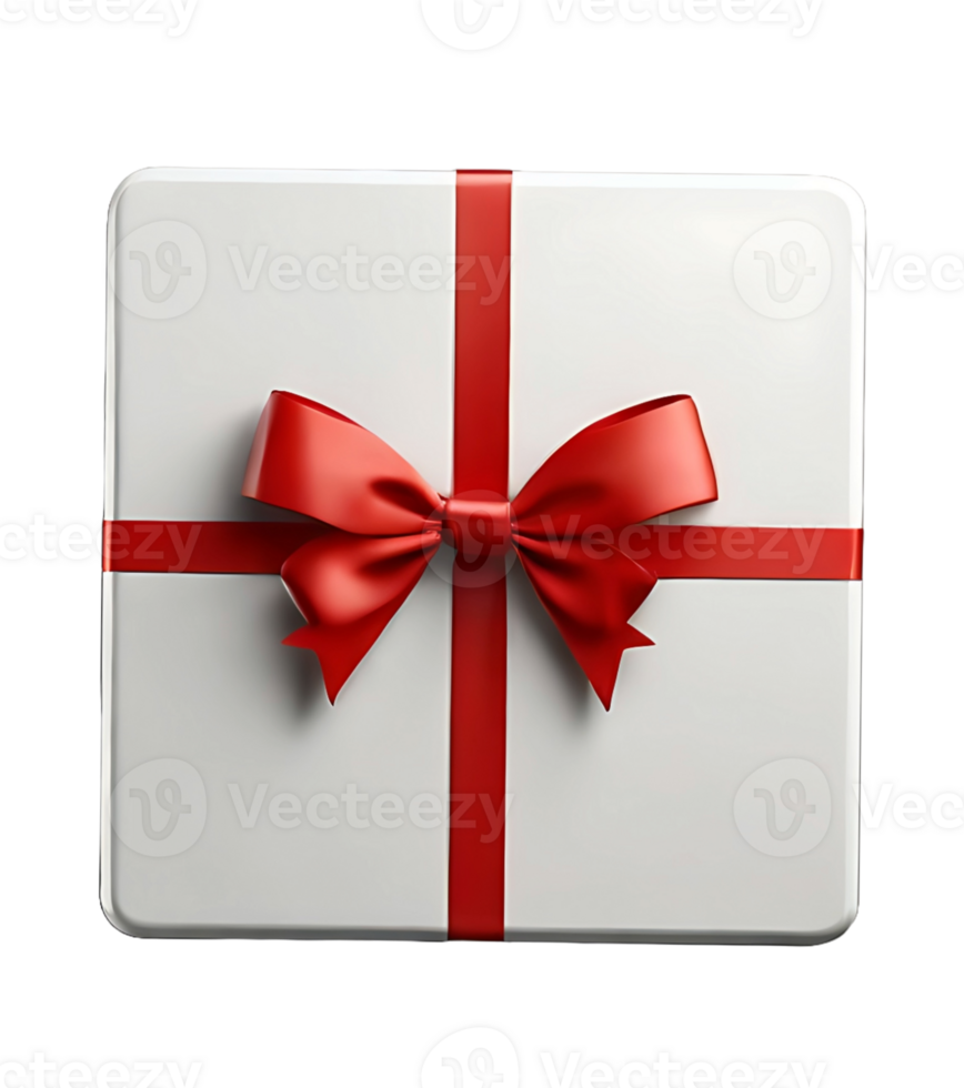 AI generated Gift box with red ribbon bow PNG