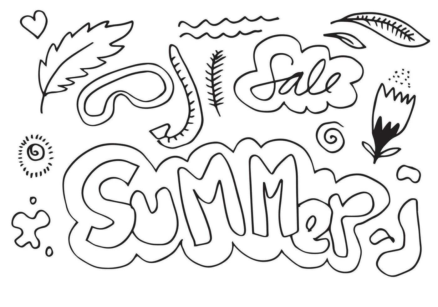 conjunto de colección de garabatos de venta de verano. Ilustración de vector. vector