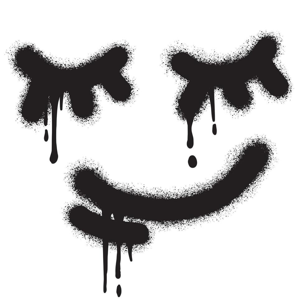 Smiling face painted spray paint. Vector illustration on white background. Spray paint stencil graffiti.