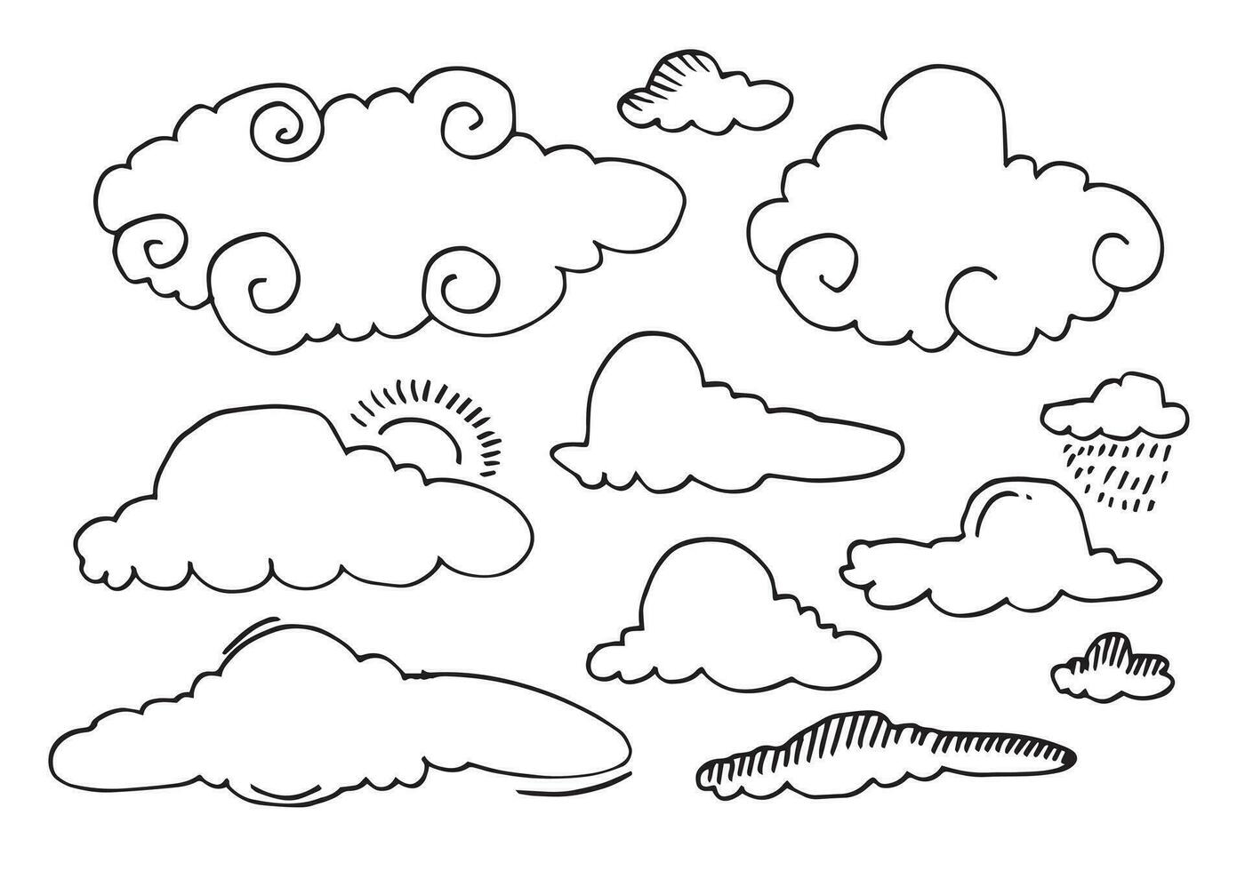 Hand drawn weather collection. Flat style vector illustration on white background.