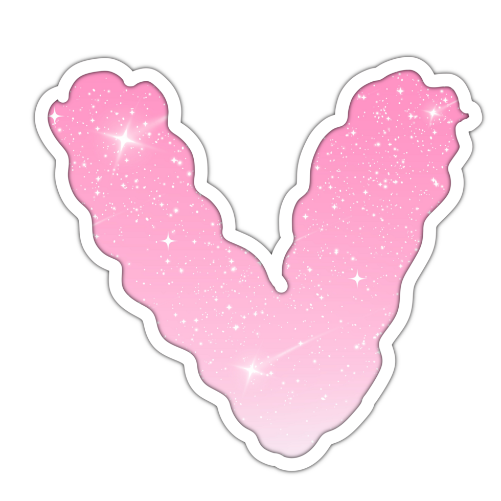 Letter number Alphabet pink gradient glitter for valentine png