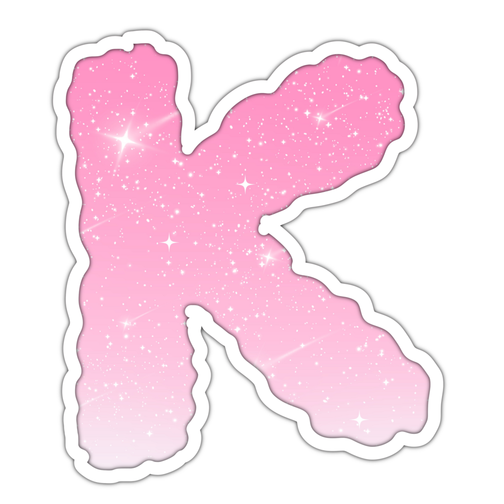 Letter number Alphabet pink gradient glitter for valentine png